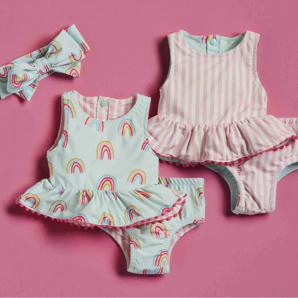 Reversible Rainbow Bathing Suit with Headband